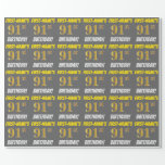 [ Thumbnail: Gray, Faux/Imitation Gold, "91st Birthday" Wrapping Paper ]