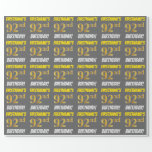 [ Thumbnail: Gray, Faux/Imitation Gold, "92nd Birthday" Wrapping Paper ]