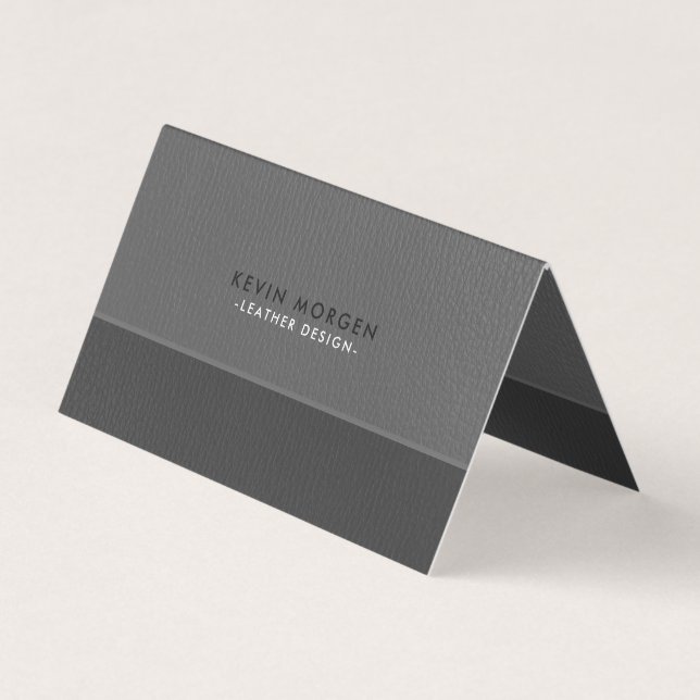 Gray Faux Leather Business Card (Front)