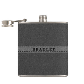 Gray Faux Leather Flask