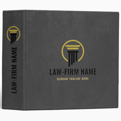 Gray Faux Leather Law Office Logo 3 Ring Binder