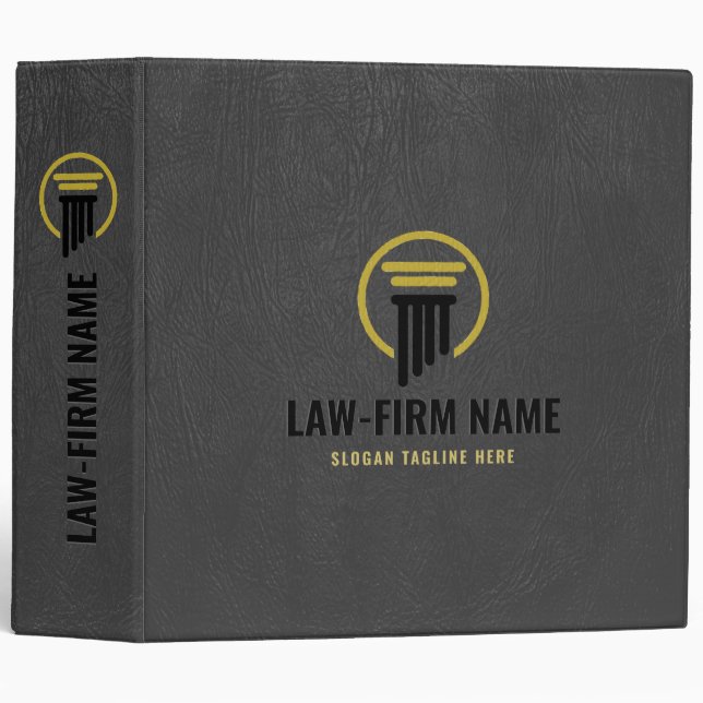 Gray Faux Leather Law Office Logo 3 Ring Binder (Front/Spine)