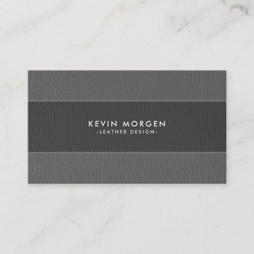 Gray Faux Leather Stripes Business Card