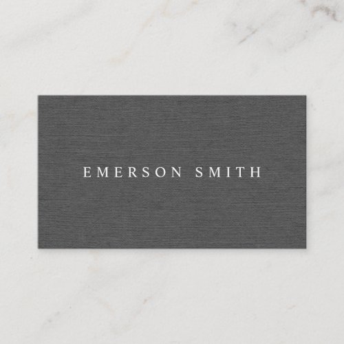 Gray faux linen minimalist professional business card