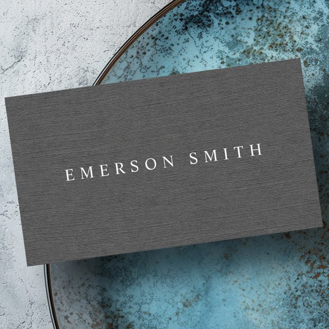 Gray faux linen minimalist professional business card (Gray faux linen minimalist professional business card)