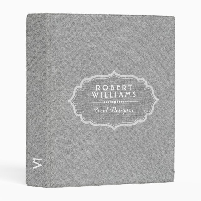 Gray Faux Linen Texture Mini Binder (Front/Spine)