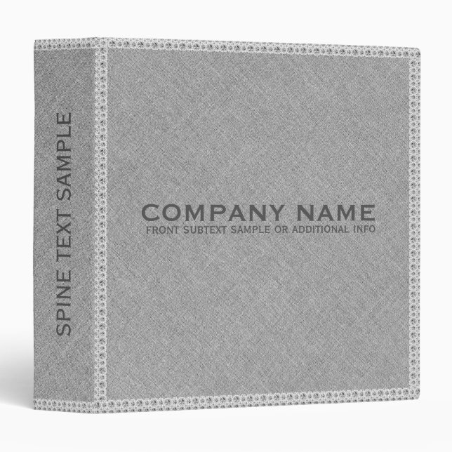 Gray Faux Linen With White Glitter Accents Binder (Front/Spine)