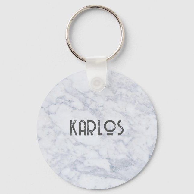 Gray faux marble background 2 keychain (Front)