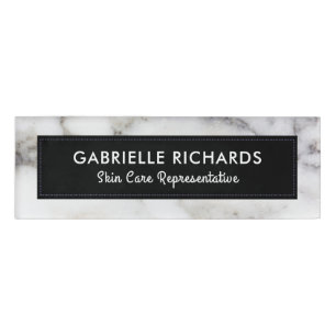 Gray Faux Marble Name Tag