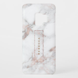 Gray Faux Marble Rose-Gold Accents Monogram Case-Mate Samsung Galaxy S9 Case