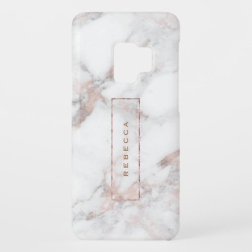 Gray Faux Marble Rose_Gold Accents Monogram Case_Mate Samsung Galaxy S9 Case