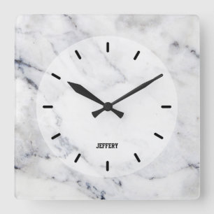 Gray faux marble texture square wall clock