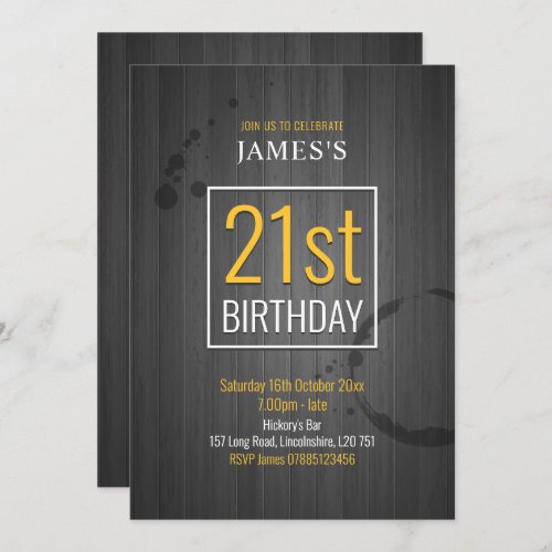 Gray Faux Wood Invitation