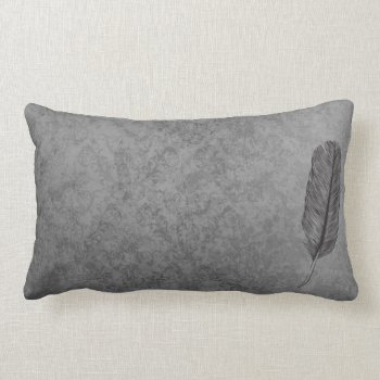 Gray Feather Lumbar Pillow by BohemianGypsyJane at Zazzle