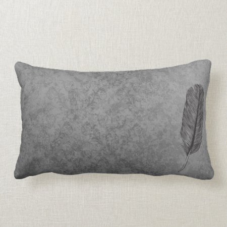 Gray Feather Lumbar Pillow