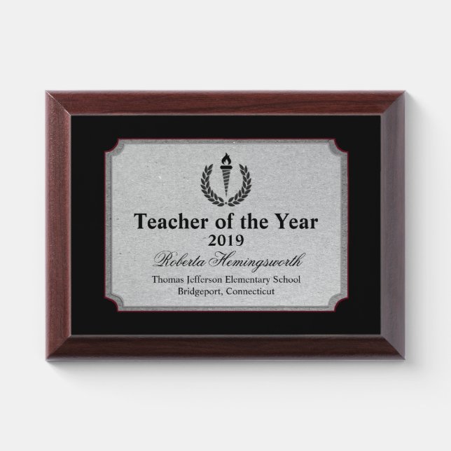 Gray Felt Look Teachers Award Plaque (Horizontal)