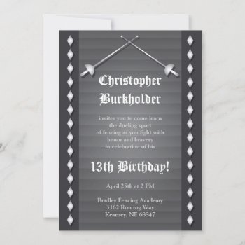 Gray Fencing Birthday Party Invitation by youreinvited at Zazzle
