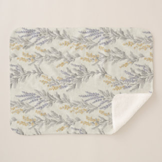 Gray Fern Botanical Pattern Sherpa Blanket