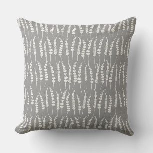Gray Fern Print for Farmhouse Decor Throw Pillow