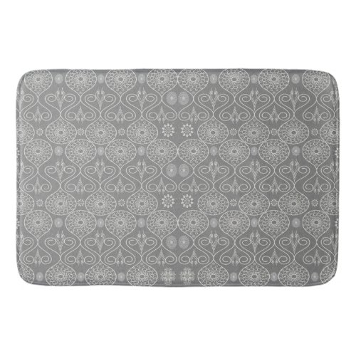 Gray fibrous textile octopus seeds patterned  bath mat