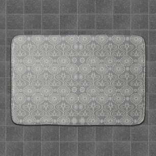 Gray fibrous textile octopus seeds patterned bath mat