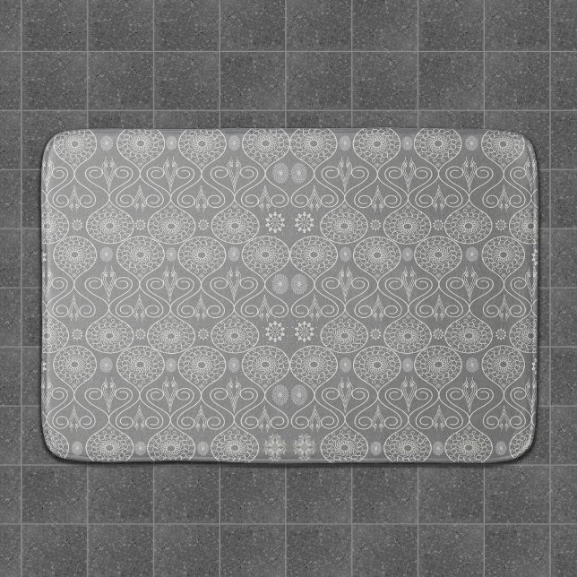 Gray fibrous textile octopus seeds patterned  bath mat (Creator Uploaded)