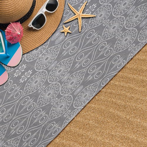 Gray fibrous textile octopus seeds patterned beach towel