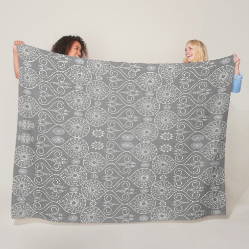 Gray fibrous textile octopus seeds patterned fleece blanket