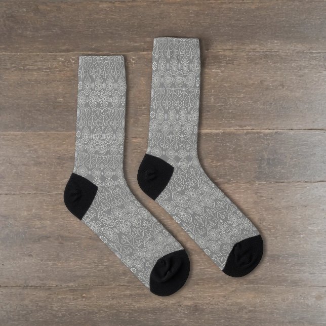 Gray fibrous textile octopus seeds patterned socks (Creator Uploaded)
