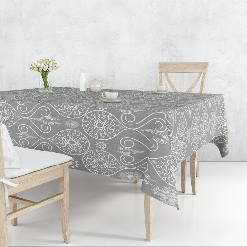 Gray fibrous textile octopus seeds patterned tablecloth