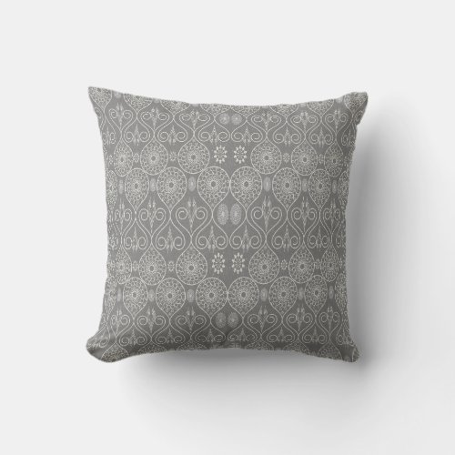 Gray fibrous textile octopus seeds patterned  throw pillow