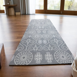 Gray fibrous textile octopus seeds patterned yoga mat