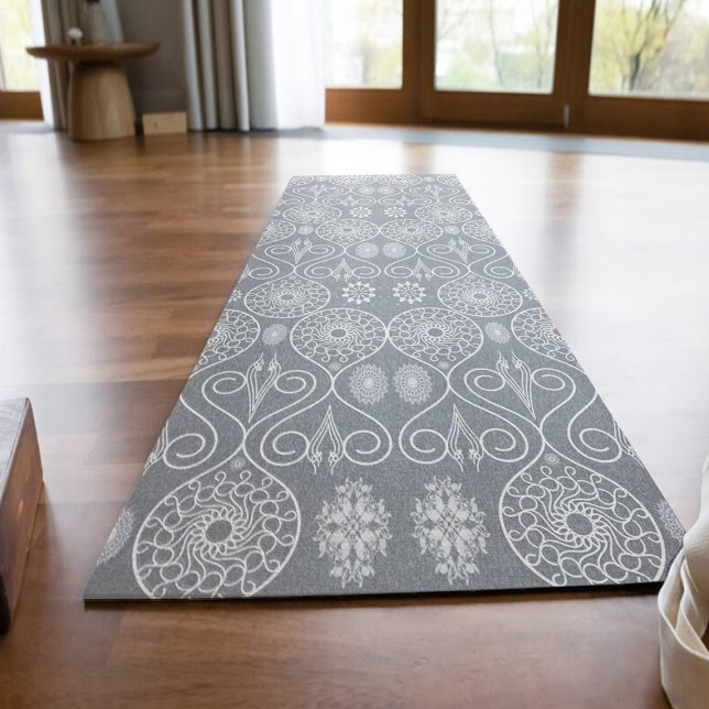 Gray fibrous textile octopus seeds patterned yoga mat (Creator Uploaded)
