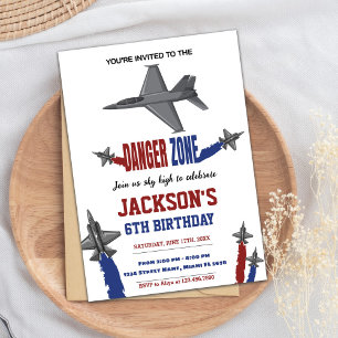 Gray Fighter Jet Birthday Invitations
