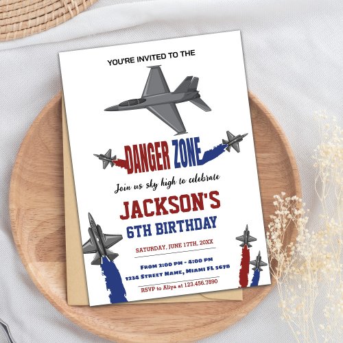 Gray Fighter Jet Birthday Invitations