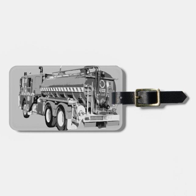 Gray Fire Truck Oil Paint, Luggage Tag (Front Horizontal)
