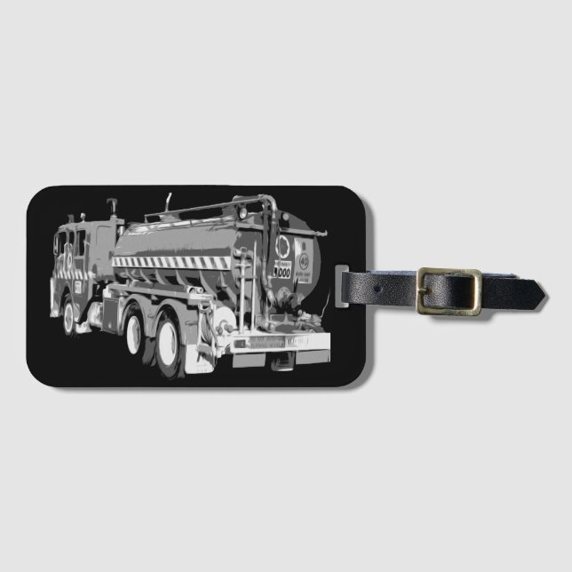 Gray Fire Truck Oil Painted, Luggage Tag (Front Horizontal)