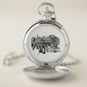 Gray Fire Truck Oil Painted, Pocket Watch