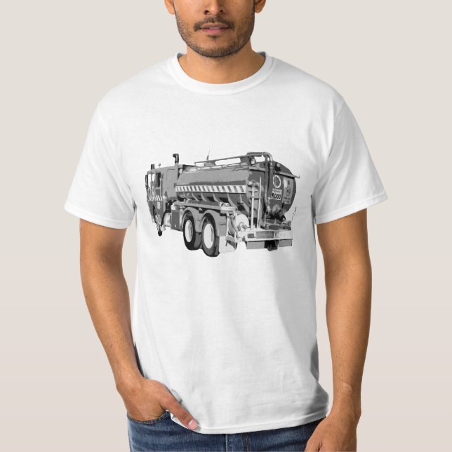 Gray Fire Truck Oil Painted, T-Shirt (Front)