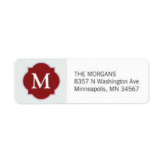 Gray & Firebrick 4 Modern Chevron Custom Monogram Label