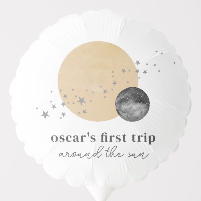 Gray First Trip Around The Sun Balloon (Front)