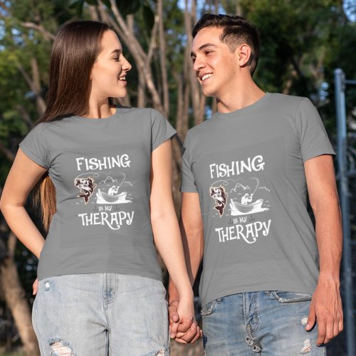 Gray Fishing Is My Therapy Row Boat T_Shirt