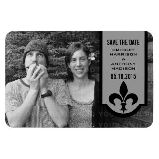 Gray Fleur De Lis Banner Save the Date Magnet