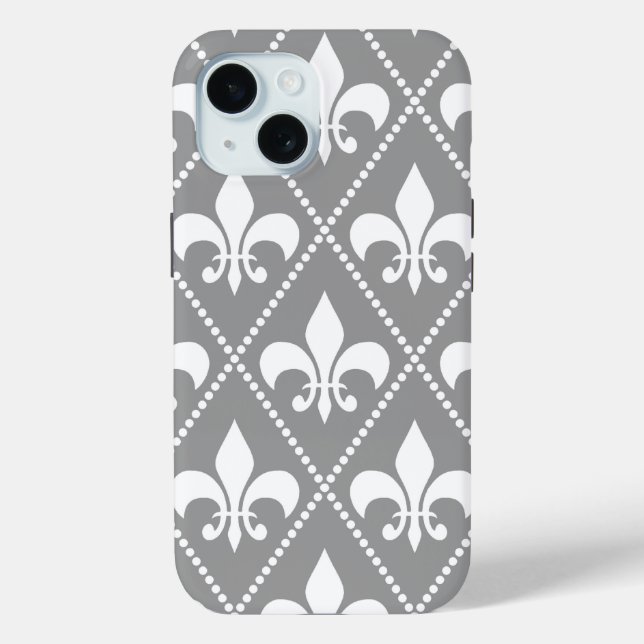Gray Fleur de Lis Case-Mate iPhone Case (Back)