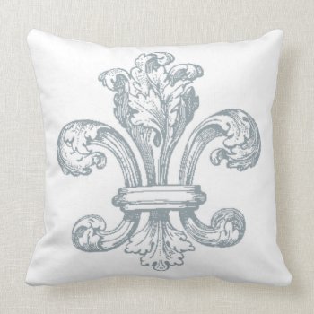 Gray Fleur De Lis On White Throw Pillow by Home_Suite_Home at Zazzle