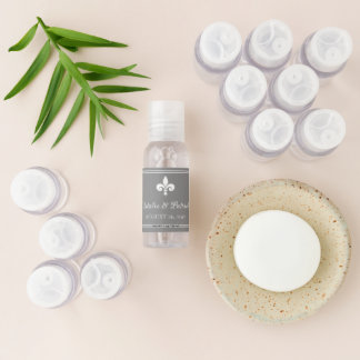 Gray Fleur de Lis Wedding Hand Sanitizer