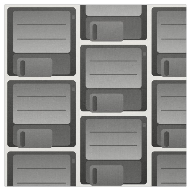 Gray Floppy Disk Pattern Fabric (Swatch)