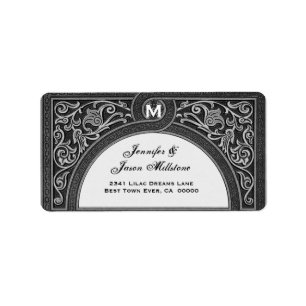GRAY Floral Arch Wedding Address Label