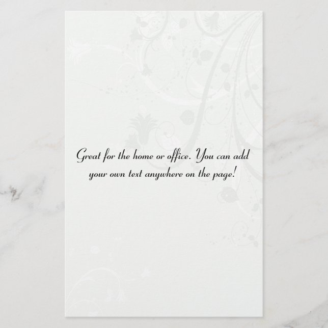 Gray Floral Background Stationery (Front)
