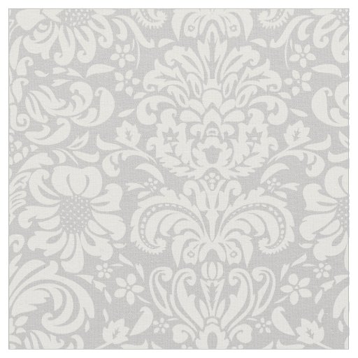Gray Floral Damask Fabric